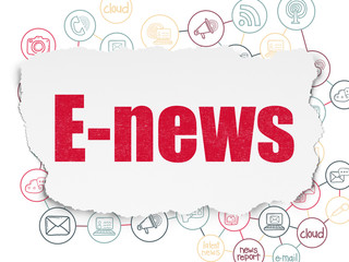 News concept: E-news on Torn Paper background