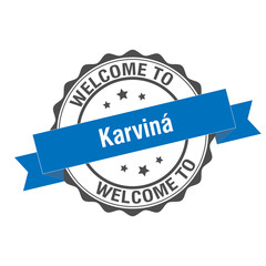 Welcome to Karviná stamp illustration