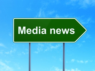 News concept: Media News on road sign background