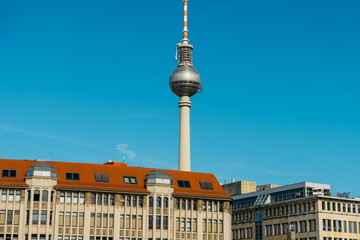 tv-tower at berlin with skyline background