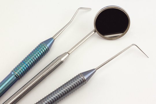 Group of dental tools for the treatment of teeth.