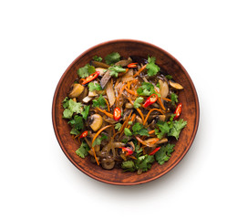 Asian food in a bowl isolated at white background