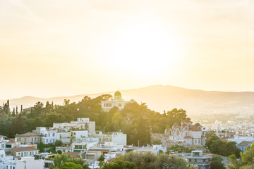 city view of old buildings in Athens, Greece