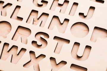 English alphabet stencil closeup