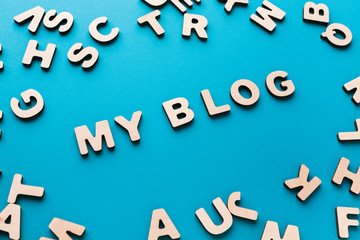 Words My Blog on blue background