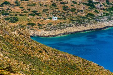 Paradise beach balos at beautiful bay and coast - View over Balos Lagoon, island on Crete, Greece