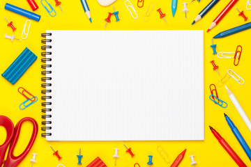 Colored stationery on a yellow background