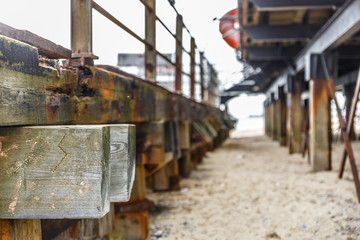 Structure of a pier on an English beach