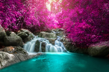 Obrazy na Plexi  Piękny kolorowy wodospad w jesiennym lesie.