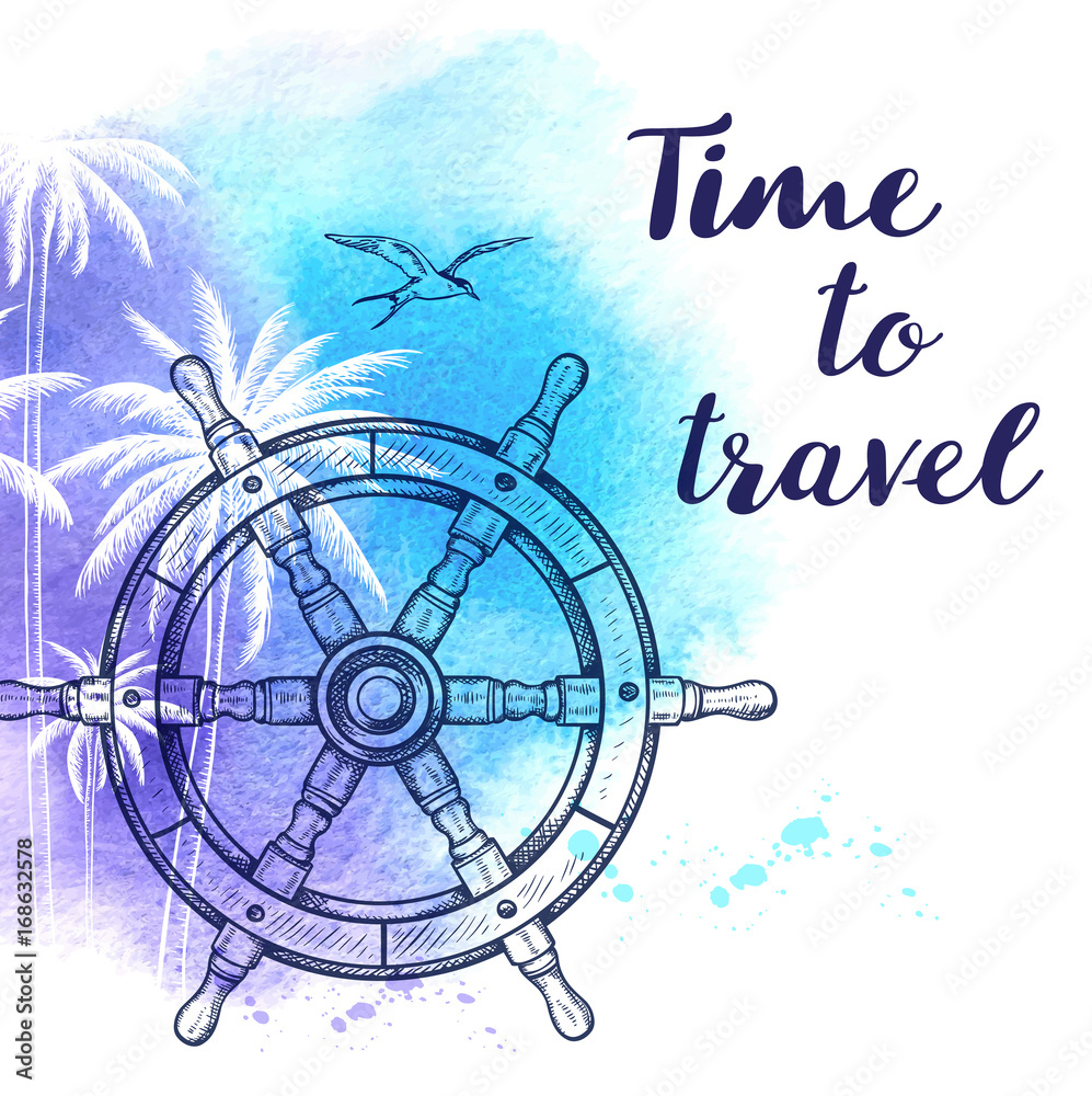 Poster Watercolor travel background