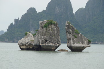 View of the Vietnamese islands from a cruise liner