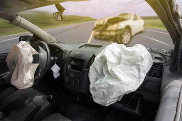 Car of accident make airbag explosion damaged.