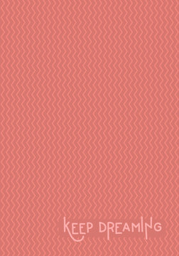 Keep dreaming lettering. Vector hand drawing text on pink zigzag background. Hand written inscription. Hand drawn lettering. Good for covers, posters, postcard, print and other design