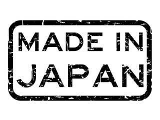 Grunge black made in Japan square rubber seal stamp on white background