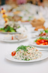 Russian salad olivie for new year or christmas celebration.