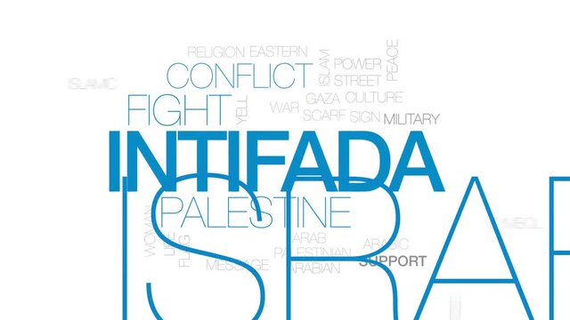Intifada animated word cloud, text design animation. Kinetic typography.