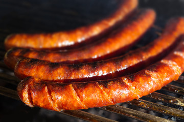 Sausages on a barbecue