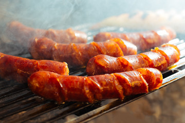 Sausages on a barbecue