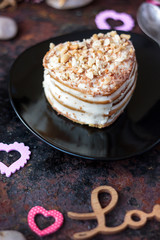 Romantic dessert - cake in form of heart.