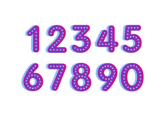 (Element) set of ten numbers form zero to nine, number flat design