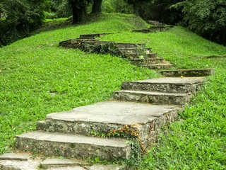 Fabulous green hill with stairway to the top