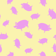 Pink Pig Seamless Pattern
