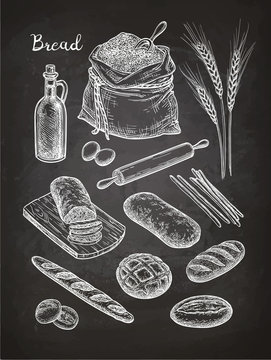 Chalk sketch of breads.