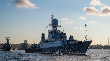 navy ship on the water