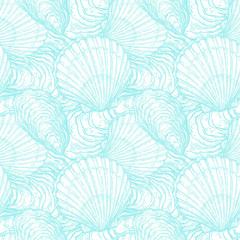 Seamless pattern with seashells