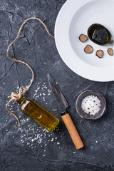 Truffle mushroom with oil and salt
