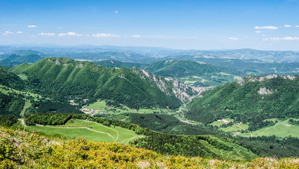 Fototapeta na wymiar view from Poludnovy Grun hill in Mala Fatra mountains in Slovakia