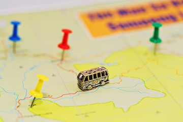 Bus travel map concept