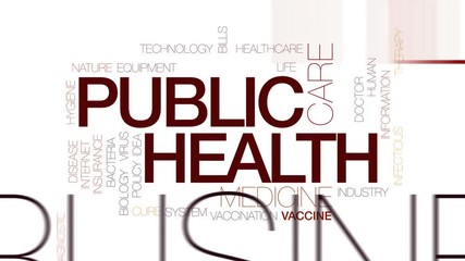 Public health animated word cloud, text design animation. Kinetic typography.