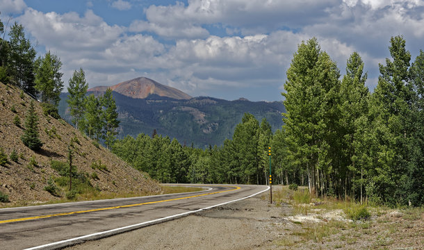 Mountain vista on State Highway 149 (Silver Threas Scenic Byway) in southwestern Colorado, U.S.A.