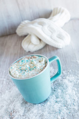Hot Chocolate With Winter Mittens