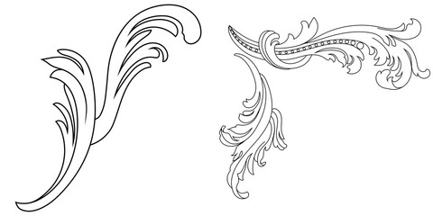 Fototapeta premium Set of vintage baroque ornament, corner. Retro pattern antique style acanthus. Decorative design element filigree calligraphy vector. - stock vector