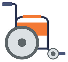 Side view of empty wheelchair vector flat design illustration isolated on white background