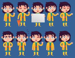 Girl in Raincoat Set