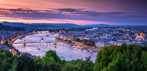 Sunset over Budapest in summer