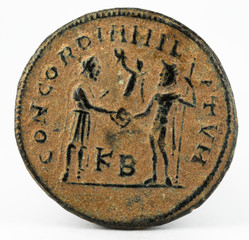Antoninianus. Ancient Roman copper coin of Emperor Diocletian. Reverse.