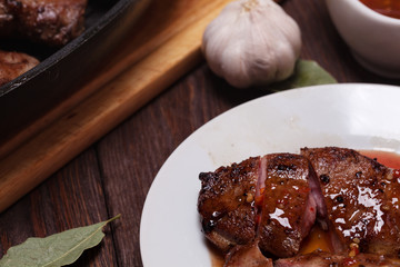cooking duck breast on a grill pan