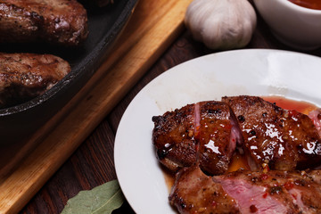 cooking duck breast on a grill pan