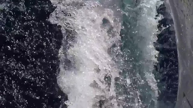 wave of a boat's propeller in slow motion