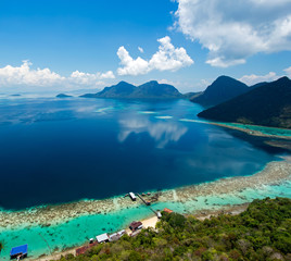 Beautiful view on top of Bohey dulang island in Tun Sakaran Marine park in the vicinity of Sipidan Mabul island, one of the top world diving site in the world.