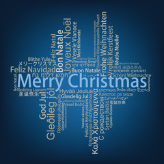 Merry Christmas Tag Cloud in different languages, vector
