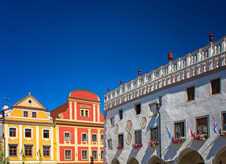 Naklejka premium Square in the medieval old town of Cesky Krumlov, Czech Republic