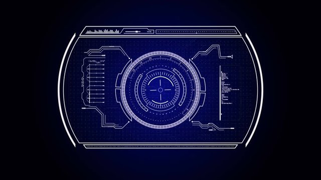 HUD technological sci fi interface.Blue.Futuristic Technological intro.With alpha channel.Good for technology background.type2
