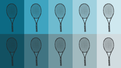 Tennis racket pattern - shades of blue