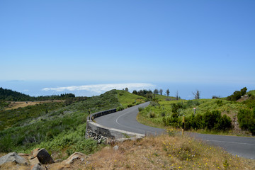 Winding mountain road in volcanic island, madeira