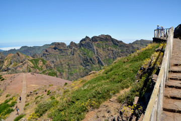 Fototapeta na wymiar Stairs to the panoramic view of pico do aireiro, in madeira
